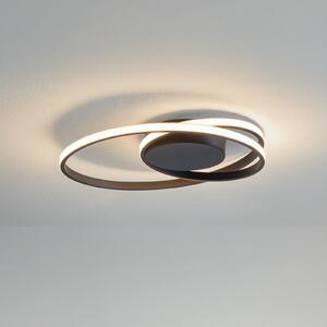 Lindby Youna LED stropna svjetiljka, crna, aluminij, 39 cm, dimabilna, prigušiva, Crno, Dnevni boravak/blagovaonica, Metal