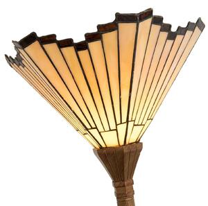 Clayre&Eef Marla - podna lampa u stilu Tiffany, Bronca / stari mesing, Dnevni boravak/blagovaonica, Staklo, Stalni reflektori