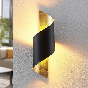 Lindby zidna lampa Desirio, crna/zlatna, 35cm, metal, prigušiva, Crno, Dnevni boravak/blagovaonica, Metal