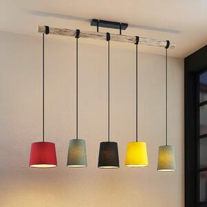 Lindby viseća lampa Amilia, tkanina, 5 žarulja, crvena/zelena/žuta, E27