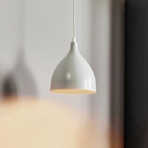 Nanu viseća lampa od svijetlo sivog metala, jedna žarulja
