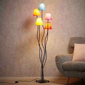 Tekstilna podna lampa Colori 5 žarulja šarena