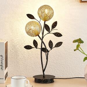 Lucande stolna lampa Evory, 48 cm, 2 žarulje, crna/zlatna, G9