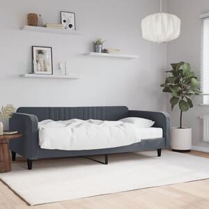 Dnevni krevet s madracem tamnosivi 100 x 200 cm baršunasti - Siva / 100 x 200 cm