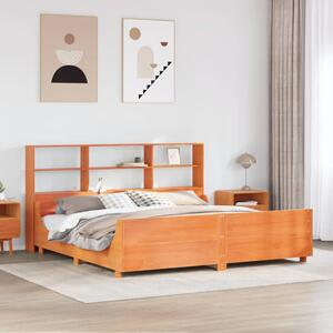 Krevet s regalom za knjige bez madraca 180x200 cm masivno drvo - Bijela / 180 x 200 cm