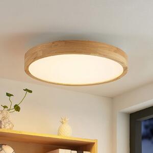 Lindby LED stropna svjetiljka Lanira, Ø 50 cm, drvo, daljinski upravljač, CCT, prigušiva, Drvo, Dnevni boravak/blagovaonica, Drvo