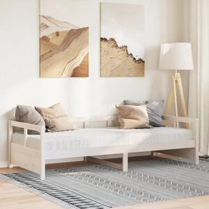 Dnevni krevet s madracem bijeli 90 x 200 cm masivna borovina - Bijela / 90 x 200 cm