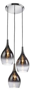 Paul Neuhaus viseća lampa Pilua, dimno siva, staklo, 30 cm, 3 svjetla., prigušiva, Sivo, Dnevni boravak/blagovaonica, Staklo