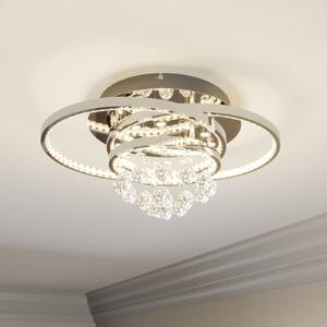 Lucande LED stropna svjetiljka Keely, kromirana, kristalna, 45 cm, prigušiva, Metalik, Dnevni boravak/blagovaonica, Metal