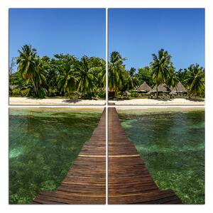 Slika na platnu - Tropski otok i pristanište - kvadrat 3912D (60x60 cm)