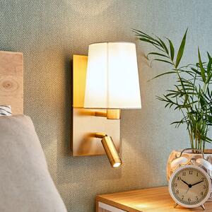 Lindby zidna svjetiljka Aiden, 30 cm, starinski mesing, LED svjetlo za čitanje, Bronca / stari mesing, Dnevni boravak/blagovaonica, Tkanina / tekstil