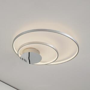 Lindby Nerwin LED stropna svjetiljka, 65 cm, okrugla, aluminij/krom, prigušiva, Metalik, Dnevni boravak/blagovaonica, Metal, Pokrivač okrugli izravno