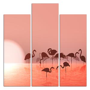 Slika na platnu - Silueta flaminga - kvadrat 332C (75x75 cm)