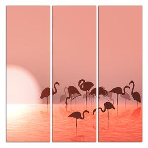 Slika na platnu - Silueta flaminga - kvadrat 332B (75x75 cm)