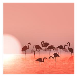 Slika na platnu - Silueta flaminga - kvadrat 332A (50x50 cm)