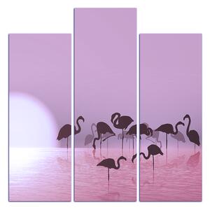Slika na platnu - Silueta flaminga - kvadrat 332FC (75x75 cm)