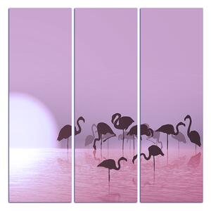 Slika na platnu - Silueta flaminga - kvadrat 332FB (75x75 cm)