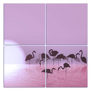 Slika na platnu - Silueta flaminga - kvadrat 332FD (60x60 cm)