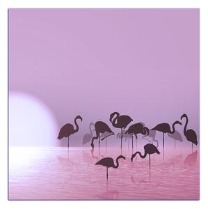Slika na platnu - Silueta flaminga - kvadrat 332FA (50x50 cm)