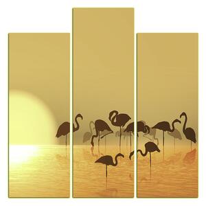 Slika na platnu - Silueta flaminga - kvadrat 332KC (75x75 cm)