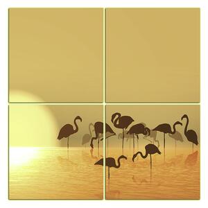 Slika na platnu - Silueta flaminga - kvadrat 332KD (60x60 cm)