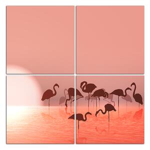 Slika na platnu - Silueta flaminga - kvadrat 332D (60x60 cm)