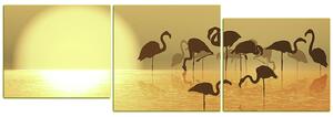 Slika na platnu - Silueta flaminga - panorama 532KD (150x50 cm)