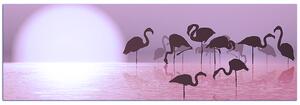 Slika na platnu - Silueta flaminga - panorama 532FA (105x35 cm)