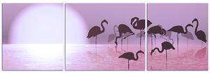 Slika na platnu - Silueta flaminga - panorama 532FC (150x50 cm)