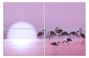 Slika na platnu - Silueta flaminga 132FD (90x60 cm)