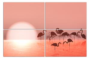 Slika na platnu - Silueta flaminga 132D (90x60 cm)