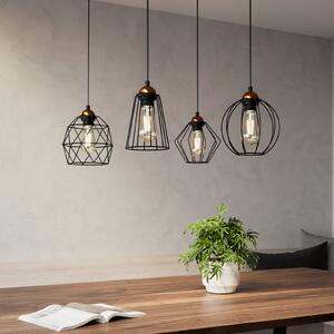 TK Lighting Viseća lampa Galaxy s četiri kavezna sjenila, prigušiva, Crno, Dnevni boravak/blagovaonica, Metal