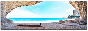 Slika na platnu - Pogled na plažu iz špilje - panorama 540A (105x35 cm)