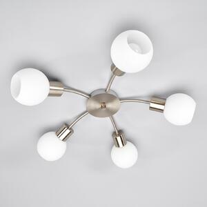Lindby stropna svjetiljka Elaina, Ø 54cm, 5 žarulja, nikal, staklo, E14, prigušiva, Metalik, Dnevni boravak/blagovaonica, Metal