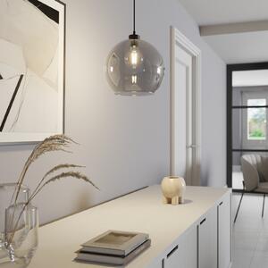 TK Lighting Viseća svjetiljka Cubus, dimno siva, staklo, Ø 30 cm, E27, prigušiva, Sivo, Dnevni boravak/blagovaonica, Staklo, Metak