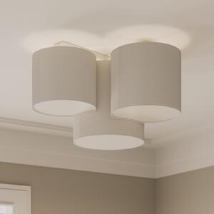 TK Lighting Stropna svjetiljka Mona, tri žarulje, bijela, prigušiva, Bijela, spavaća soba, Tkanina / tekstil