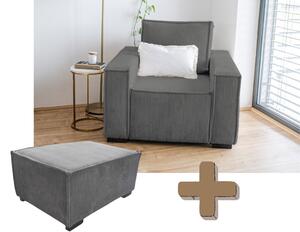 Fotelja s tabureom SMART SET, tamno siva