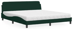 Krevet s madracem Dover tamnozeleni 180x200 cm baršunasti - Zelena / 180 x 200 cm
