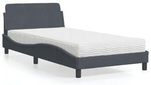Krevet s madracem Dover tamnosivi 100x200 cm baršunasti - Siva / 100 x 200 cm
