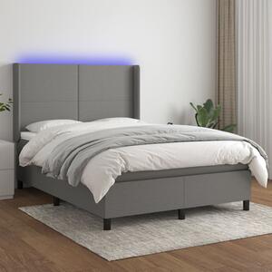 Krevet box spring s madracem LED tamnosivi 140x190cm od tkanine - Siva / 140 x 190 cm