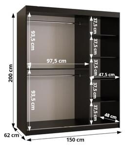 Zondo.hr Ormar za garderobu 150 cm Boomer 2 (crna) (s rasvjetom). Akcija -19%. 1126264