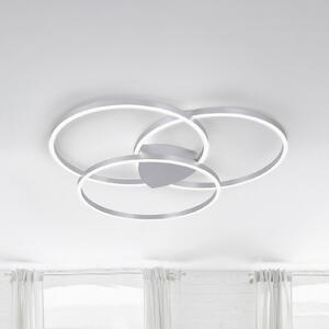 Q-Smart-Home Paul Neuhaus Q-KATE LED stropna svjetiljka, prigušiva, Sivo, Dnevni boravak/blagovaonica, Metal, Strop s više plamena