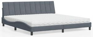Krevet s madracem Hanko tamnosivi 200x200 cm baršunasti - Siva / 200 x 200 cm