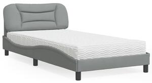 Krevet s madracem Hvar svjetlosivi 100x200 cm od tkanine - Siva / 100 x 200 cm