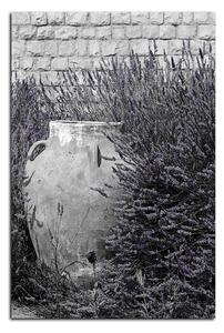 Slika na platnu - Amfora između grmova lavande - pravokutnik 769FA (90x60 cm )