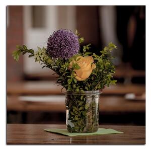 Slika na platnu - Ljetno cvijeće na stolu - kvadrat 372A (50x50 cm)
