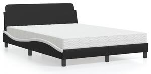 Krevet s madracem Dover crno-bijeli 140 x 190 cm od umjetne kože - Crna / 140 x 190 cm