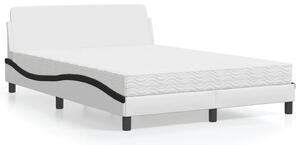Krevet s madracem Dover bijelo-crni 120 x 200 cm od umjetne kože - Bijela / 120 x 200 cm