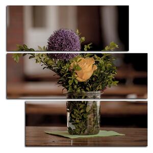Slika na platnu - Ljetno cvijeće na stolu - kvadrat 372D (75x75 cm)