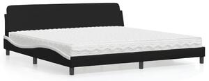 Krevet s madracem Dover crno-bijeli 200 x 200 cm od umjetne kože - Crna / 200 x 200 cm